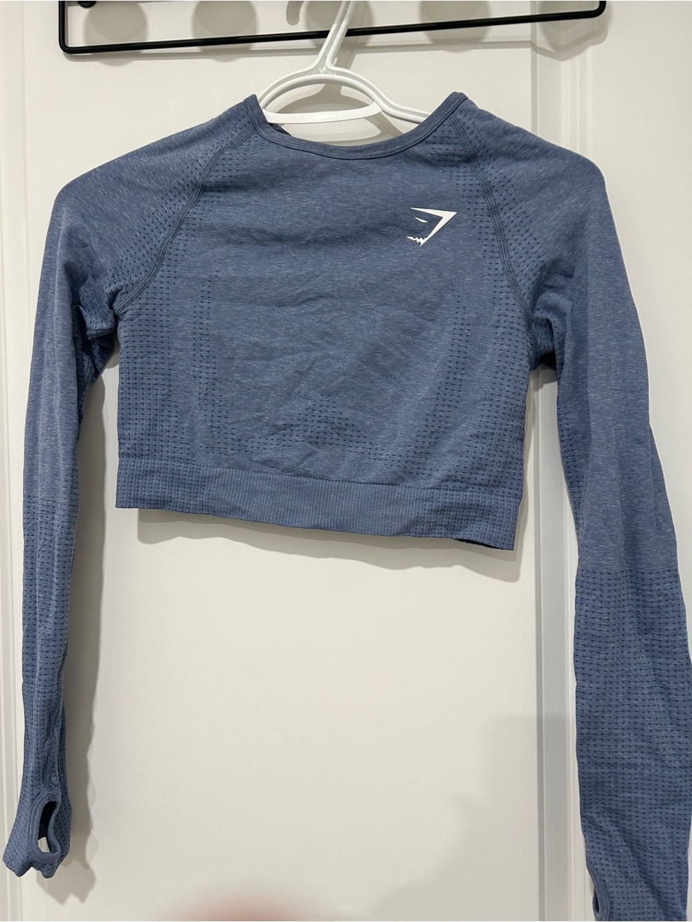 Gymshark Seamless Long-Sleeve Crop Top - Slate Blue